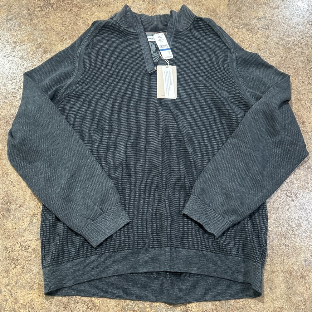 Tommy Bahama Tidemark Half Zip Sweater Coal XL NWT Mens Pullover